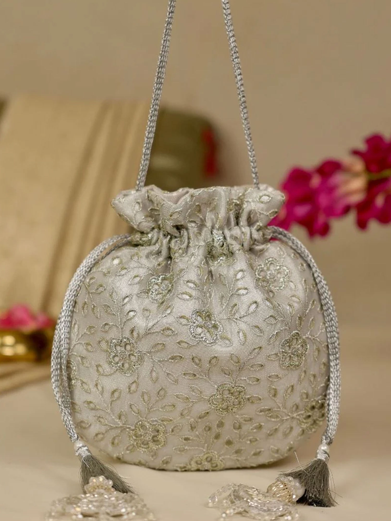 Sahar – Cutwork Silver Potli